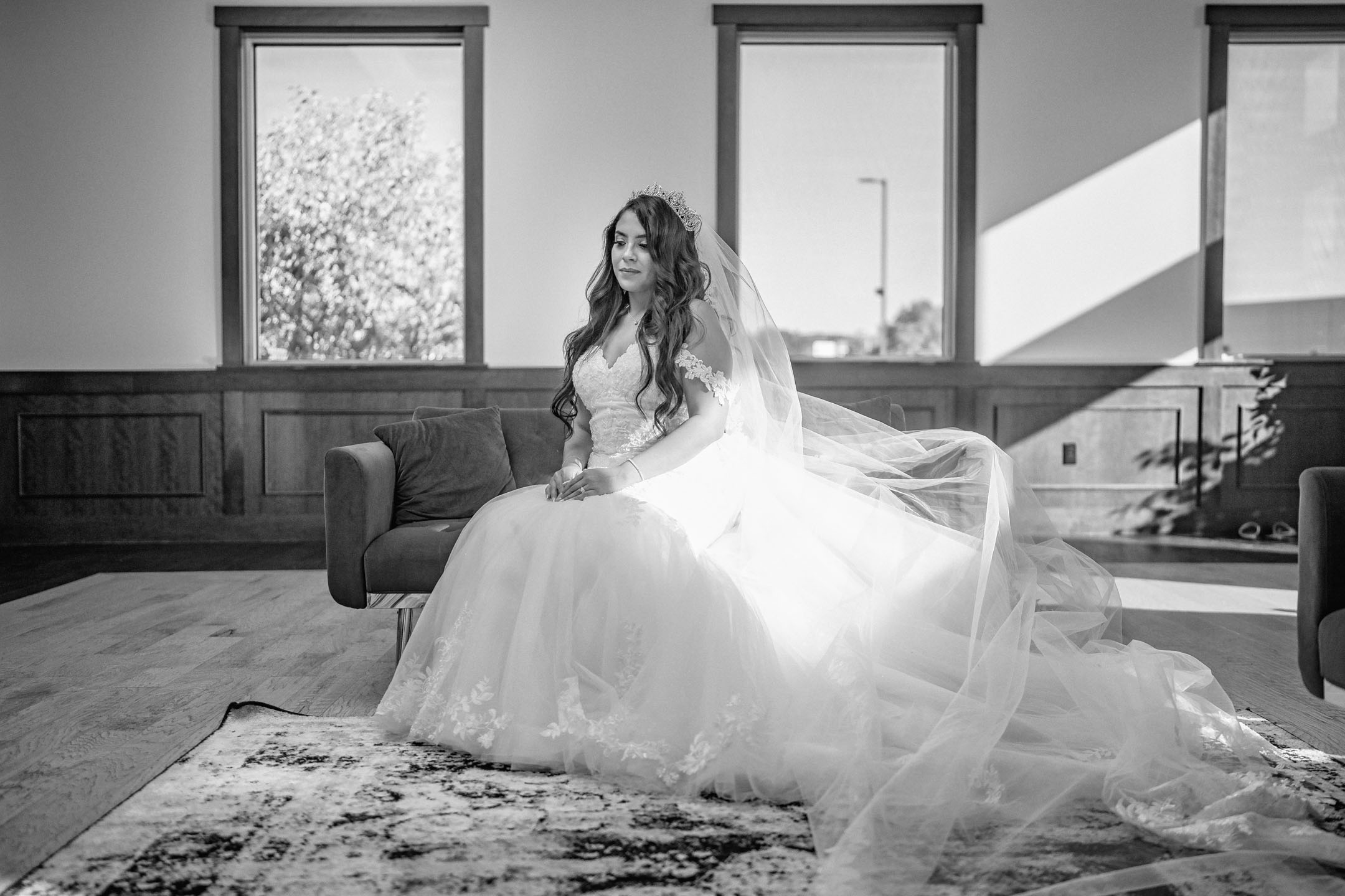 Bride in window light